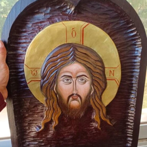 Carved religious icon new, wood