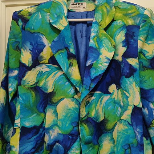 Vintage Italian Maestri di Moda Jacket floral watercolor print like new