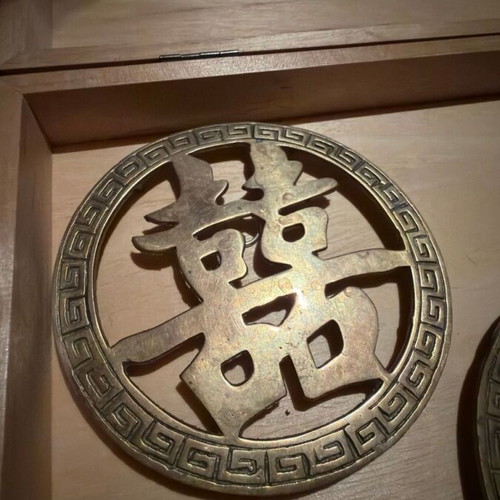 Fu Lu Shou vintage wall decorations set of 3 brass used