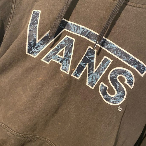 Vans sweatshirt used, gray with orange bleach marks