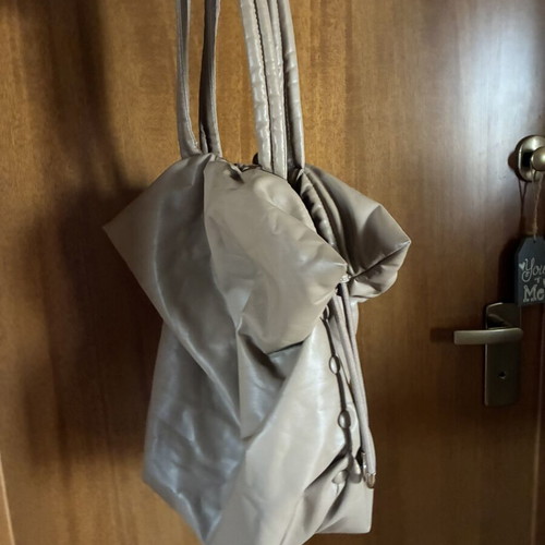 Zara shoulder bag like new, beige faux leather with drawstrings
