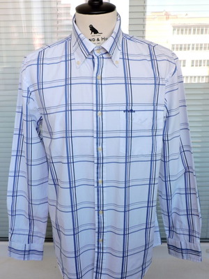 Ellesse men's long sleeve checked shirt size L, like new, blue and white