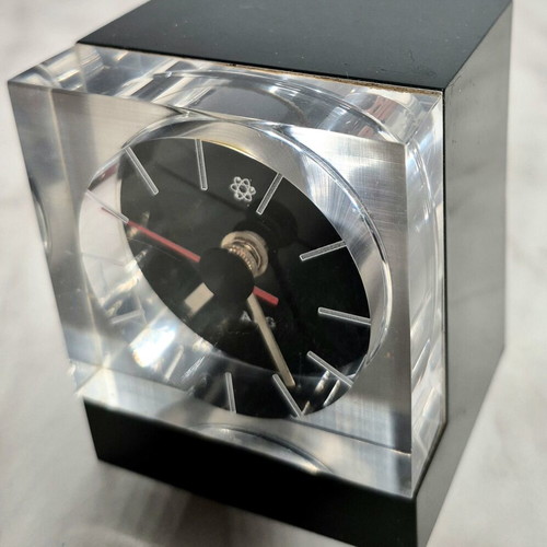 Vintage AEG Table Clock used, Space Age 70s design, Germany