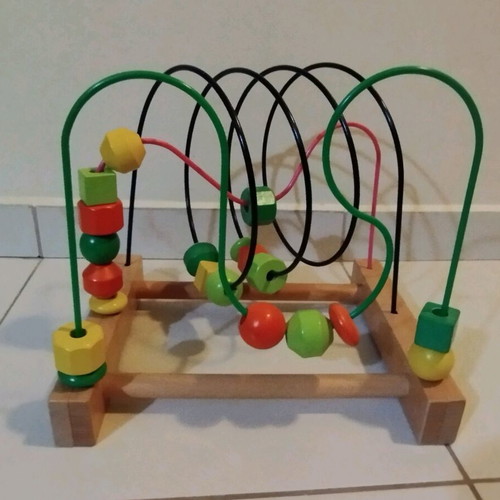 Wooden educational toy like new with wooden base