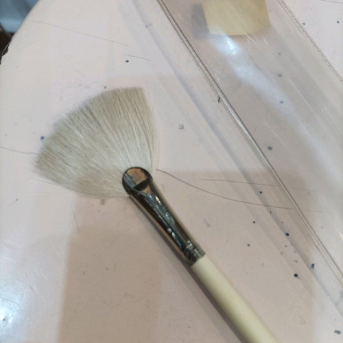 Fan brush for makeup new, natural hair, made in France
