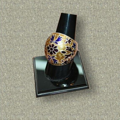 Old Indian silver ring with enamel like new, multicolored
