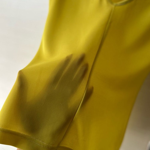 Semi-transparent lime/yellow top with V neckline like new, size S