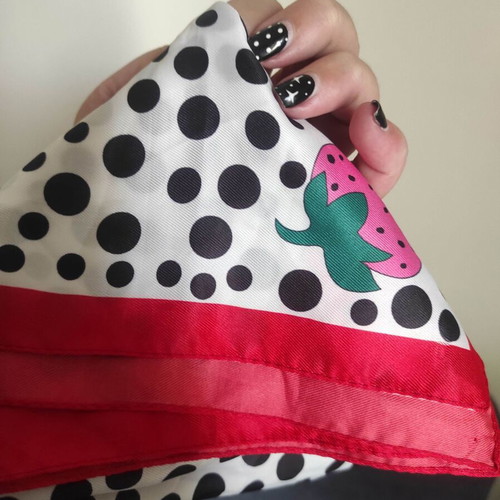 Square polka dot vintage silk scarf like new