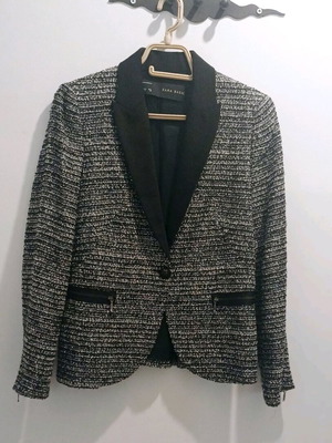 Γυναικείο σακάκι Zara μέγεθος S σαν καινούργιο, tweed μαύρο και άσπρο