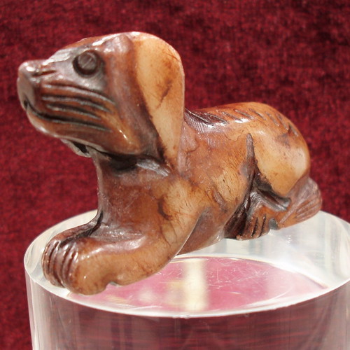 Handmade carved dog miniature used from solid nephrite 20th century