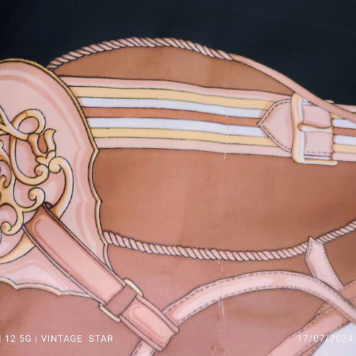 Leonardi vintage scarf used with equestrian print brown