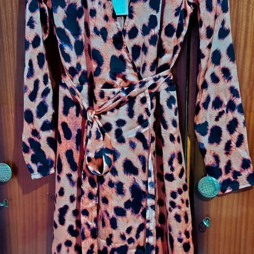 Dancing Leopard satin dress size M, new, black and orange