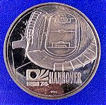  Ασημένιο μετάλλιο. Γερμανία 1974, Παγκόσμιο Κύπελλο ποδοσφαίρου γήπεδο Ανόβερο.HANNOVER Stadium