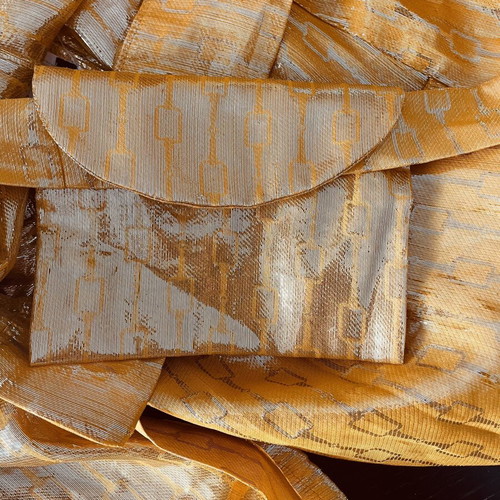 Nadia Rapti silk set like new, orange and gold