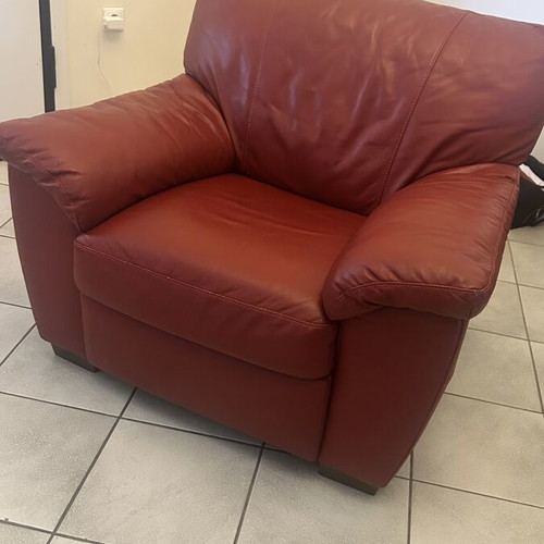 Leather armchairs like new, set of 2, burgundy