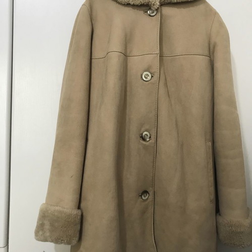 Mouton coat used beige with fur size M