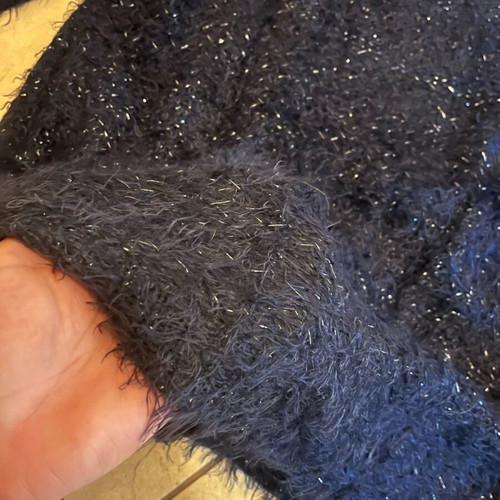 Blue fluffy sweater with rhinestones like new, size L