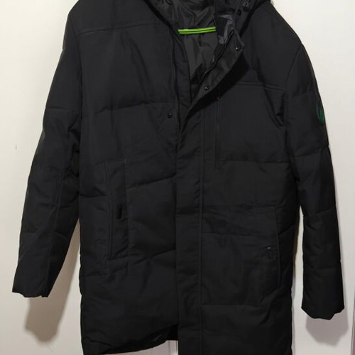 Men's down jacket like new, size M, gray, with detachable hood