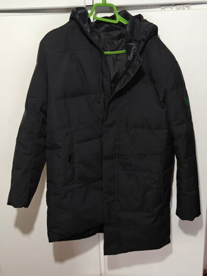Men's down jacket like new, size M, gray, with detachable hood