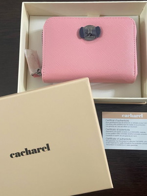Cacharel Mini Wallet Hortense pink and black leather new
