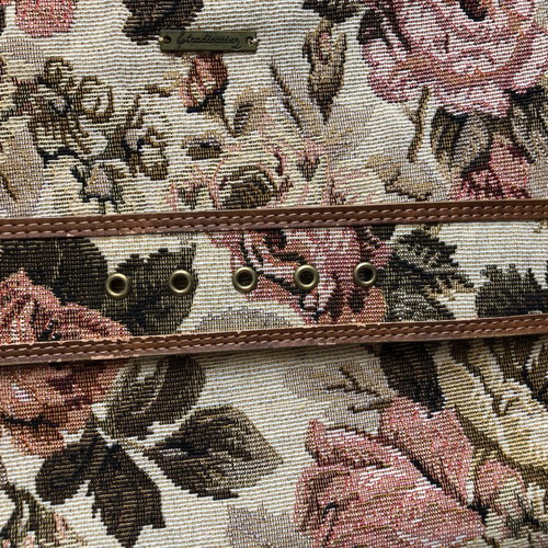 Stradivarius set pochette and floral brocade belt like new