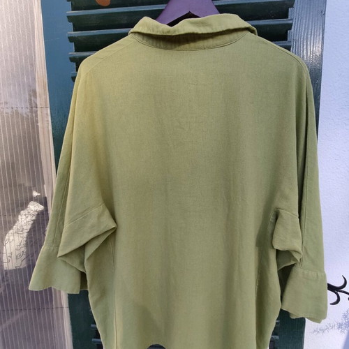Zara linen mix green oversized shirt M
