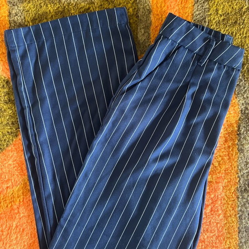 H&M wide-leg pants dark blue with white stripes like new, size S