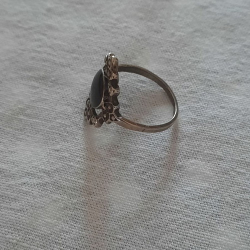 Silver and black ring, 2 cm diameter