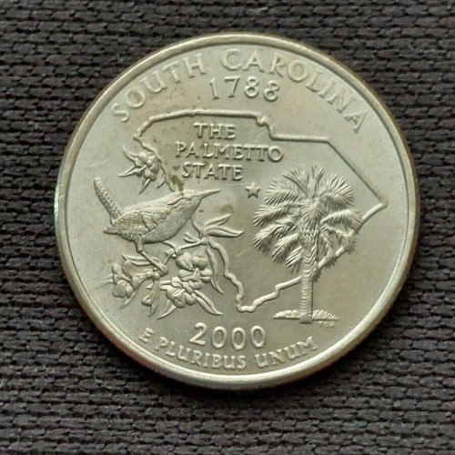 1/4 Dollar Coin USA used, 2000, South Carolina 1788