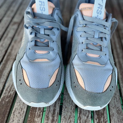 PUMA RS-X athletic shoes used, size 41, gray and light blue