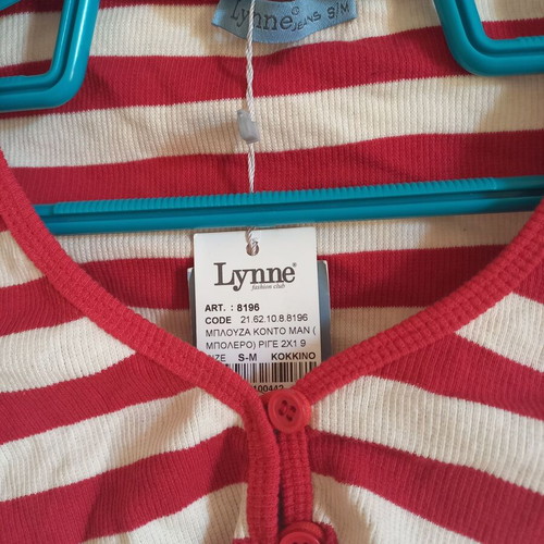 Lynne striped red and white bolero top
