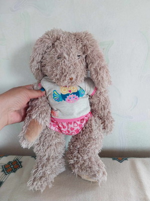 Vintage plush rabbit Moulin Roty used with clothes