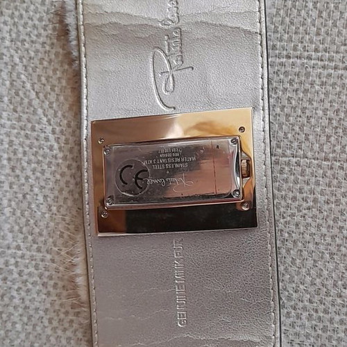 Roberto Cavalli women's wristwatch new with fur leather strap