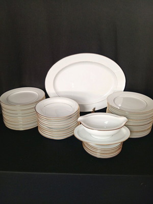 Σετ φαγητού Noritake Japan 5930 Dawn 58τεμ λευκό με χρυσό περίγραμμα σαν καινούργιο