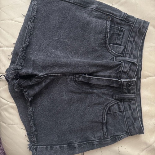 Stradivarius black denim high waist shorts size 32