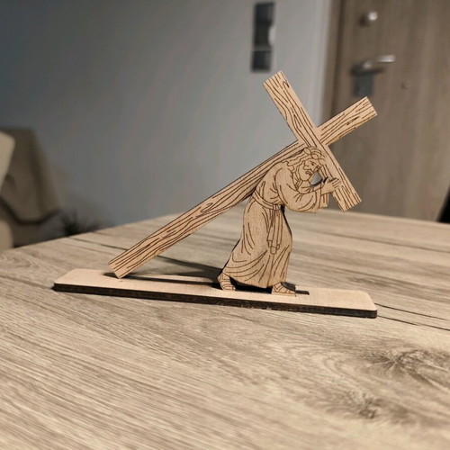 Handmade wooden decorative figure Christ Carrying the Cross new