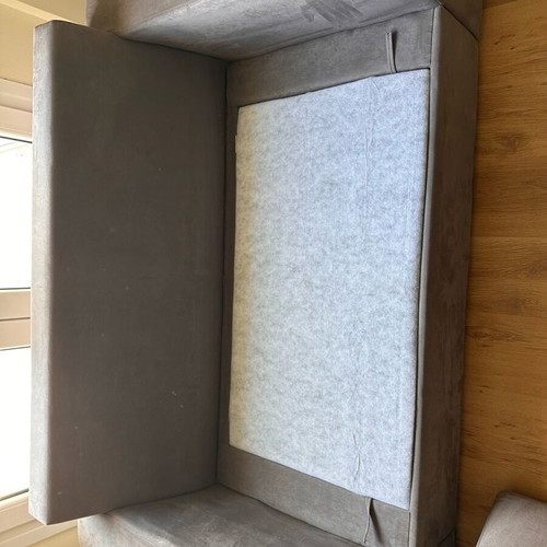 Sofa two-seater with storage and three-seater sofa bed, gray, like new