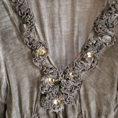 Be You women's dress, silk and cotton, bell sleeves, decorative stones, medium