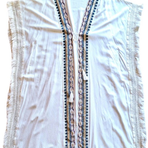 Achilleas Caftani like new, cotton with sequins and fringes