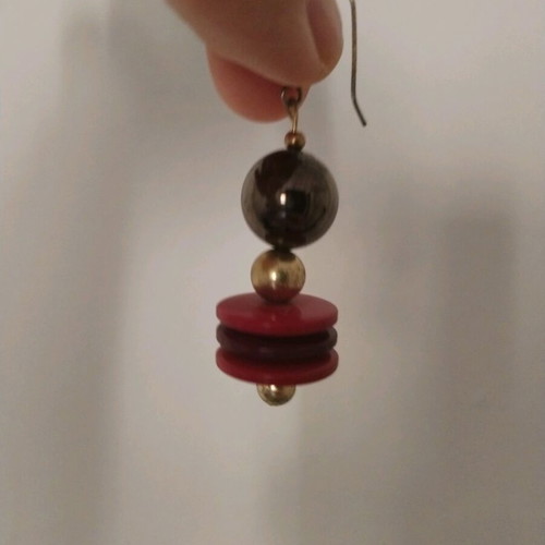 Handmade earrings like new, red