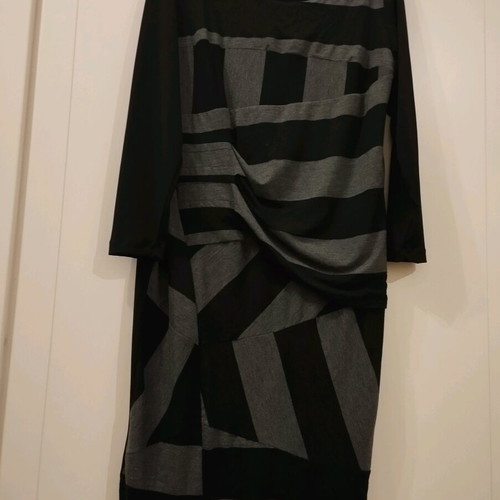Mat dress black and grey elastic with draping, like new