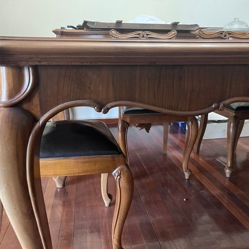 Neoclassical style dining set used with 6 solid wood chairs