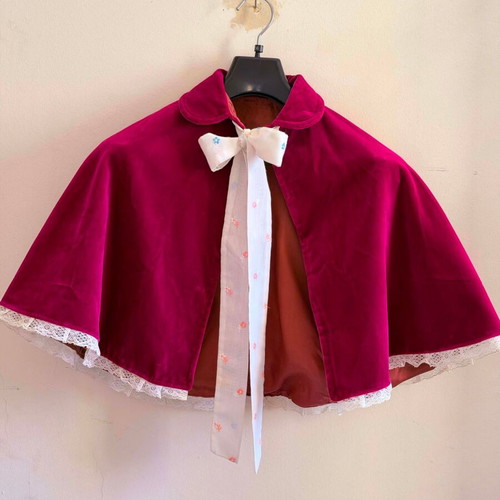 Velvet handmade cape cherry vintage like new