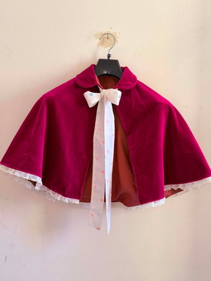 Velvet handmade cape cherry vintage like new