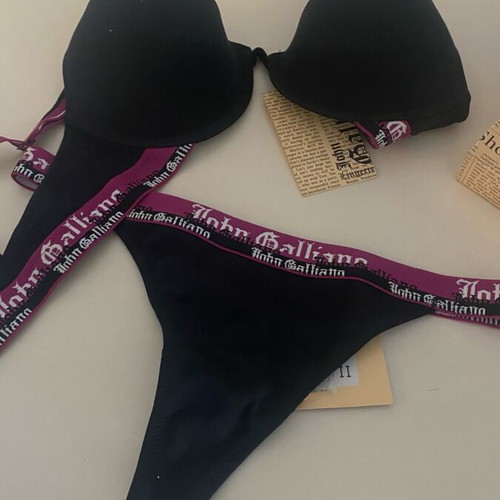 John Galliano black women's underwear set new with push up bra 75C and thong M