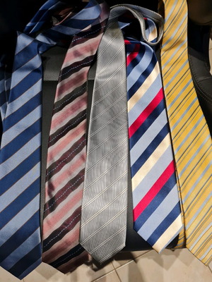 Striped ties used, pack of 12, including Cerruti and U. Balestra
