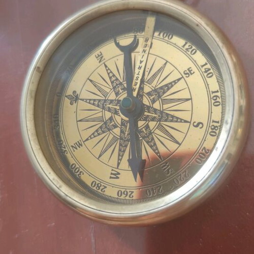Pocket compass old brass used