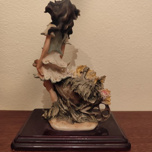 Fairy figurine used with wooden base decorative sculpture