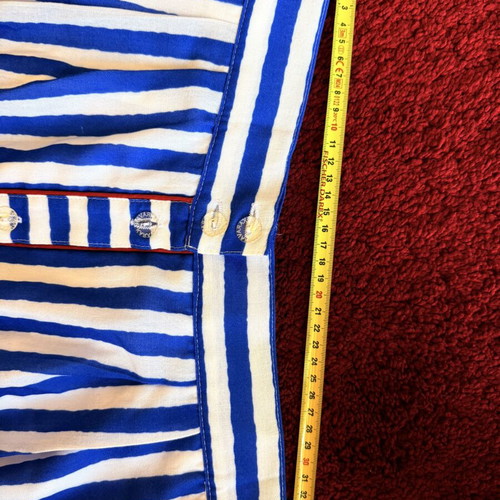 Karavan custom-tailored striped skirt, navy and white