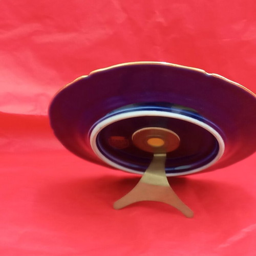 Limoges porcelain plate with gilded brass base